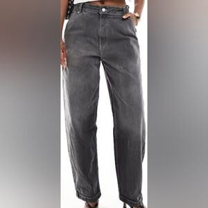 Bershka Charcoal Wide Leg Denim Jeans Size 6